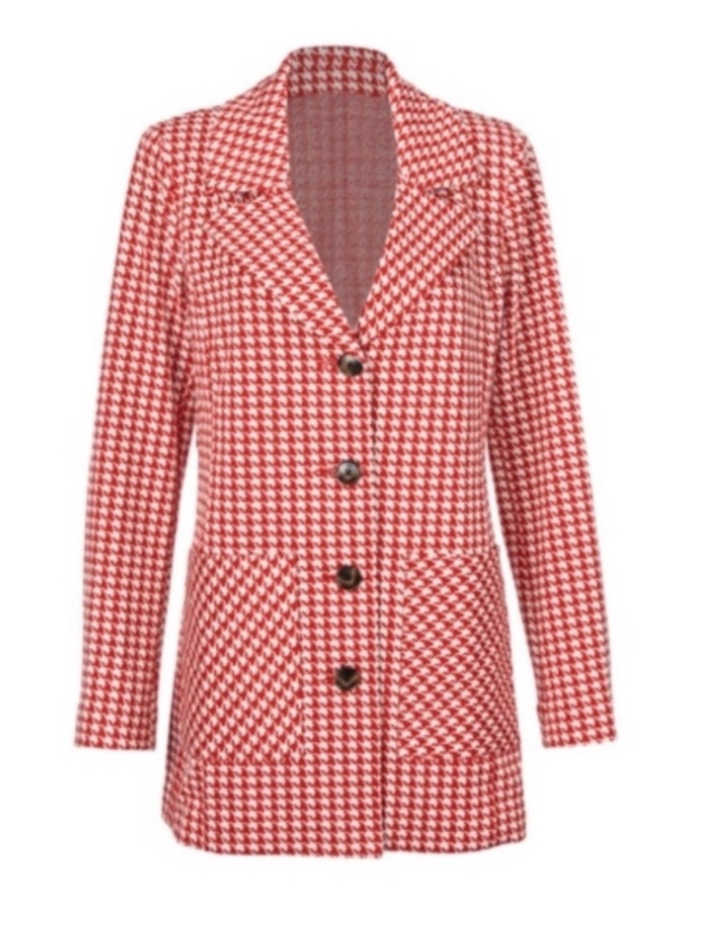 CABI STYLE# 4249 Red & White Houndstooth Jacket - Size L - NWOT! - Picture 4 of 11